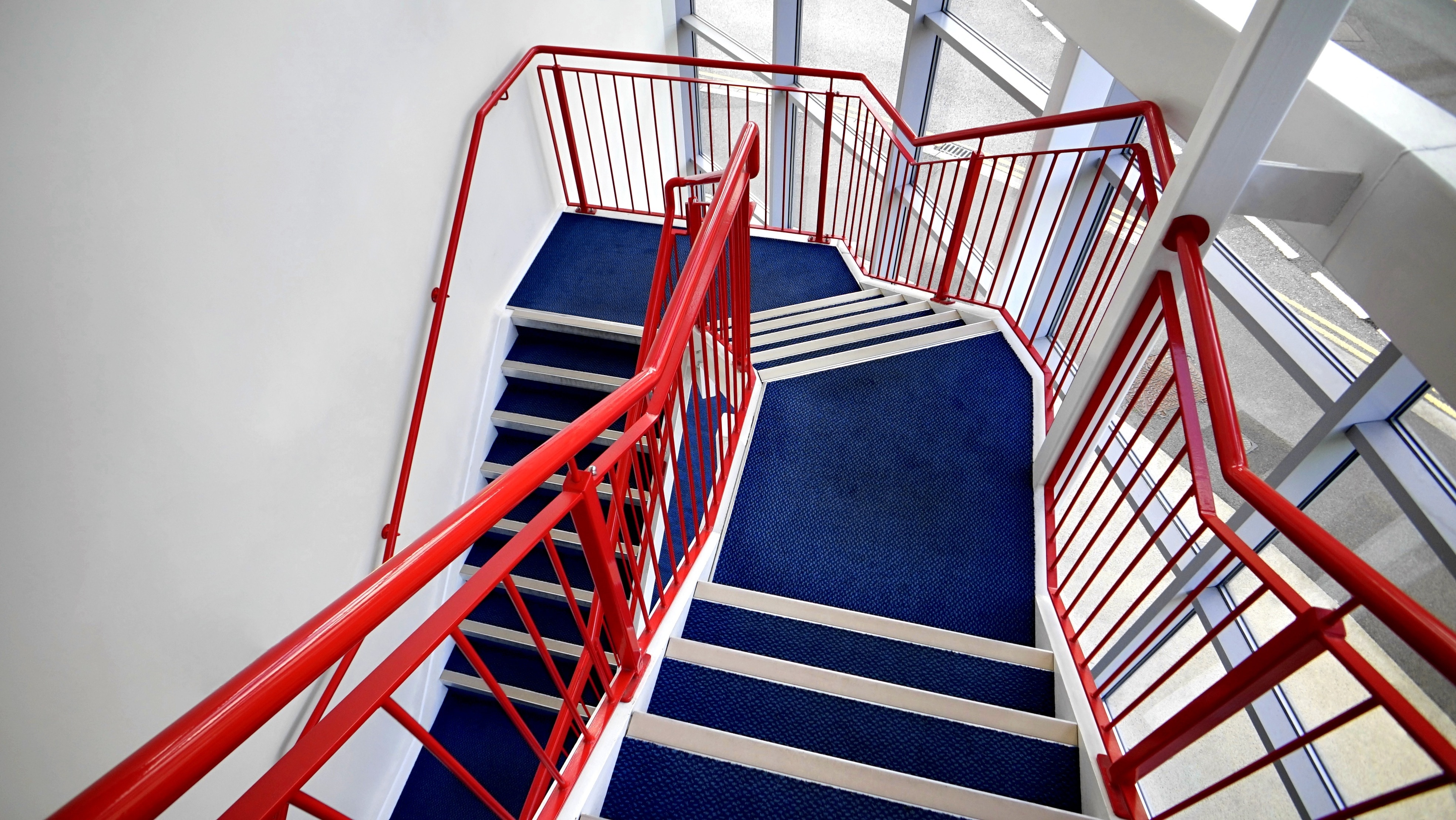 blue stairs floor vinyl