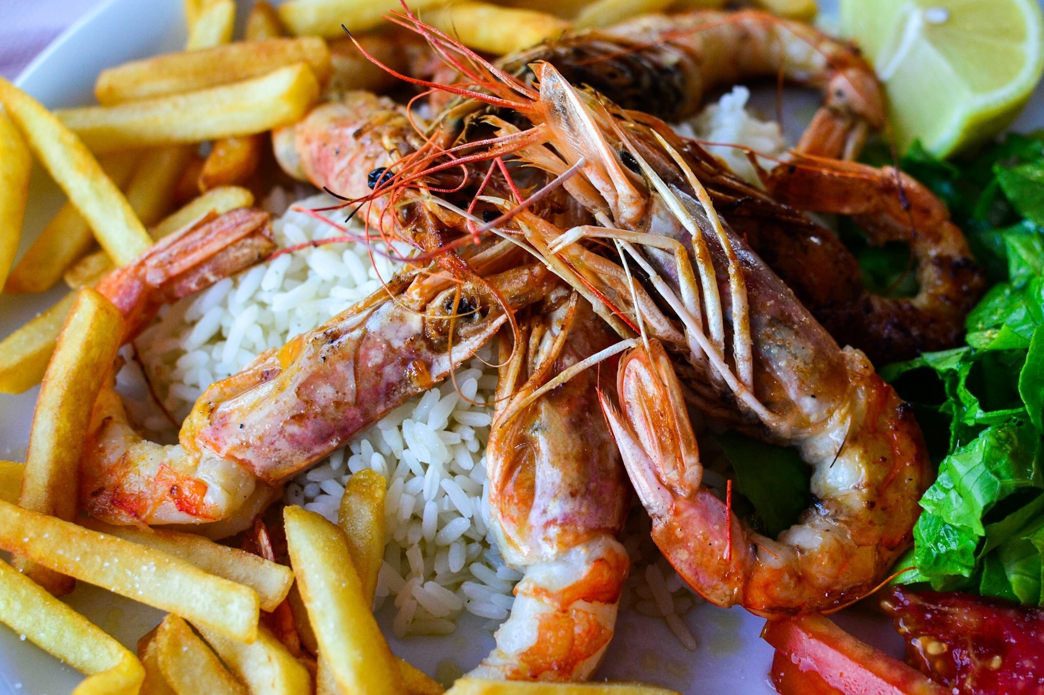 shrimp potato fries and rice