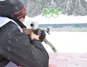 Biathlon, Skiing, Whistler, Canada, gun, shooting a weapon thumbnail
