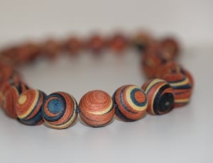Wood Beads, Necklace, Pearl Necklace, no people, focus on foreground thumbnail