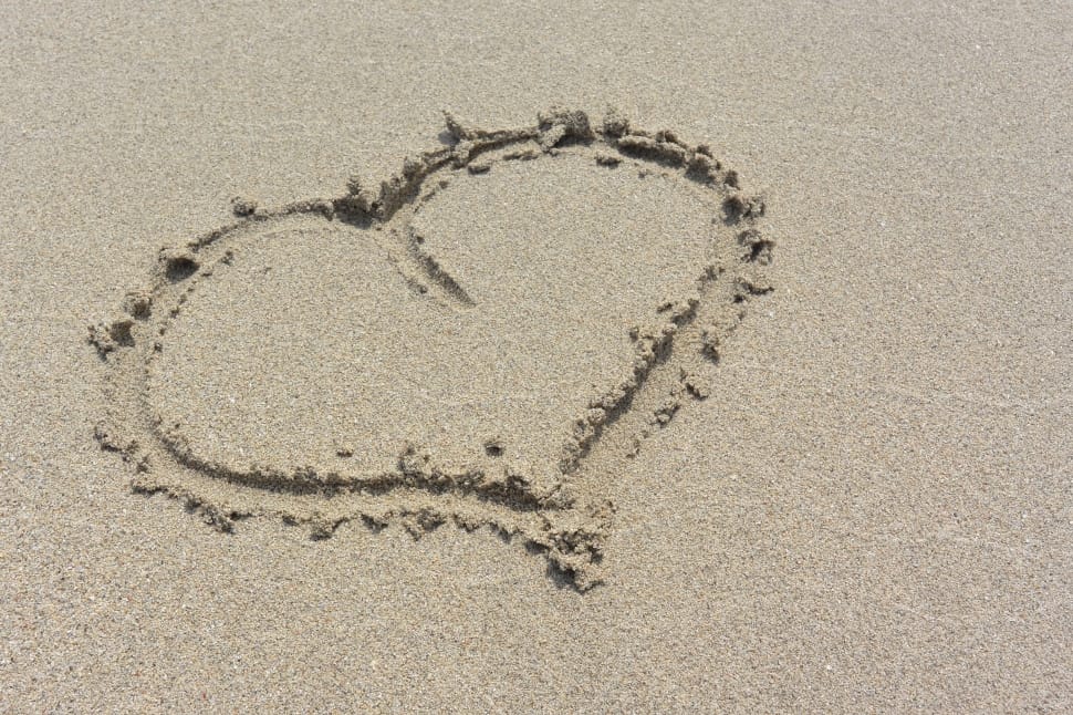 Heart, Sand, Beach, Holiday, Sea, heart shape, no people preview