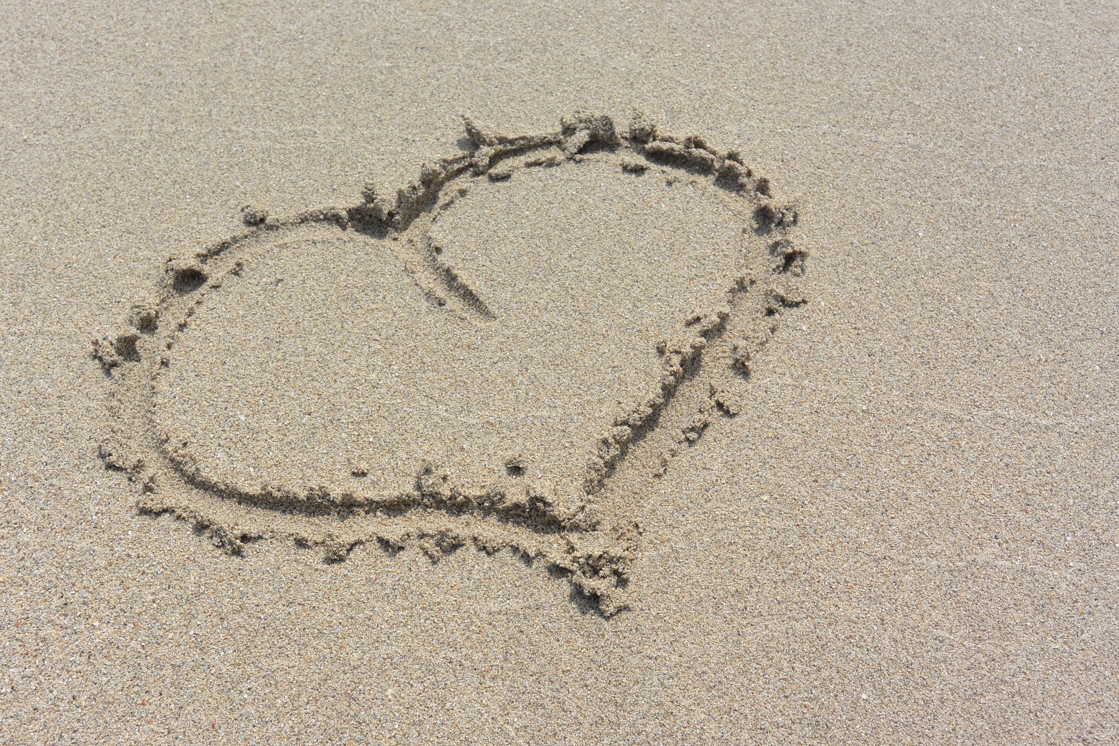 Heart, Sand, Beach, Holiday, Sea, heart shape, no people