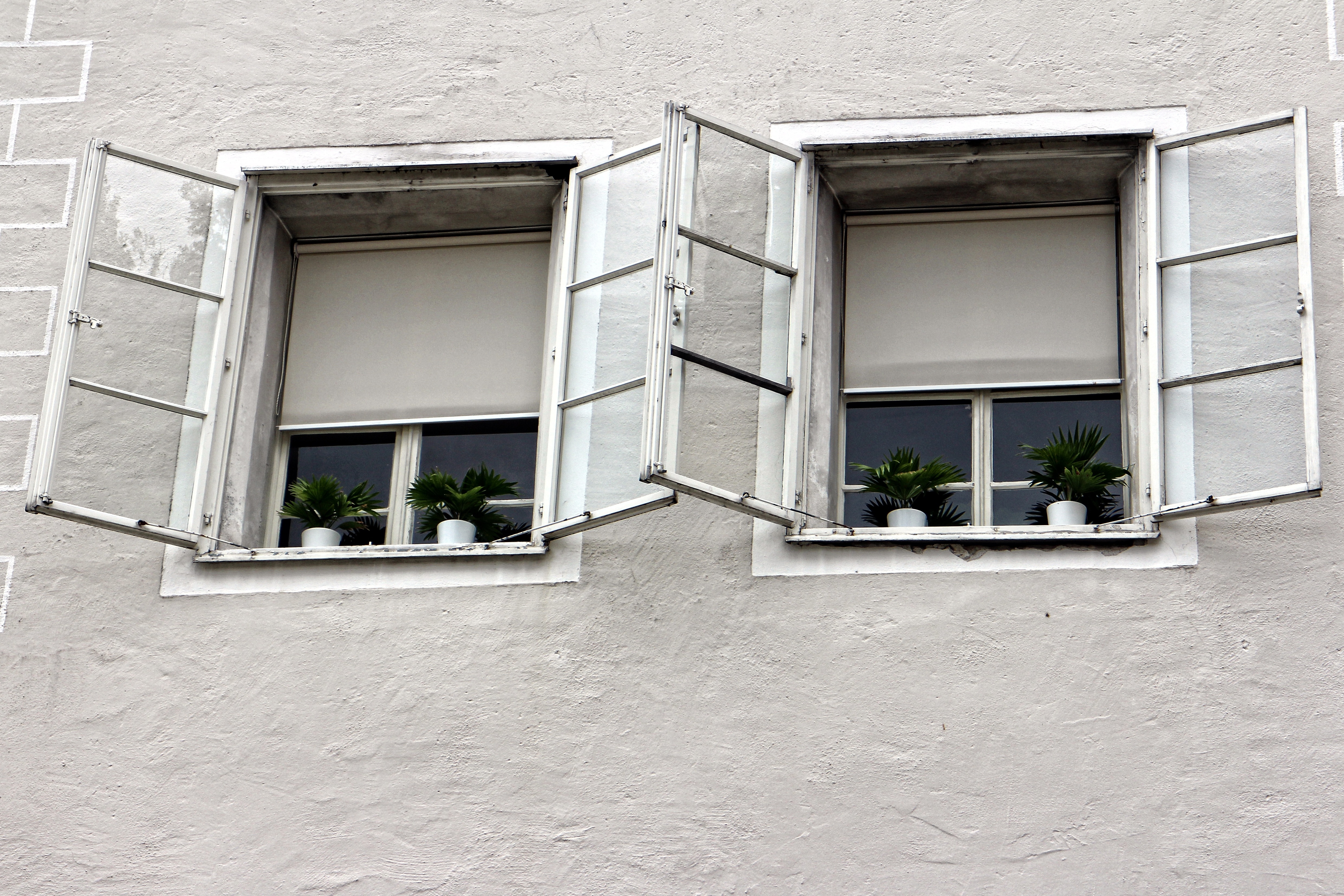 2 white wooden window frames