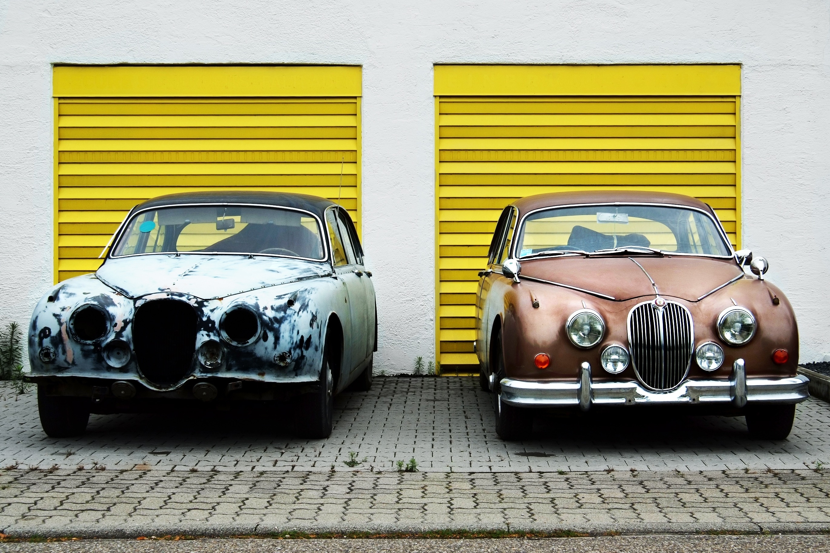 Download Two Vintage Cars Beside Yellow Shutter Doors Free Image Peakpx PSD Mockup Templates