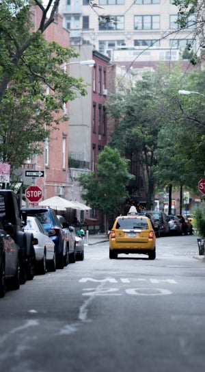 Yellow Taxi Cab on City Streets thumbnail