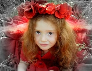 Girl, Red, Poppies, Red Hair, Camp, child, one girl only thumbnail