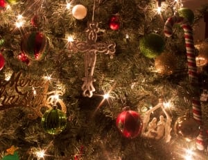 Ornaments, Christmas Tree, Cross, Manger, christmas, christmas decoration thumbnail