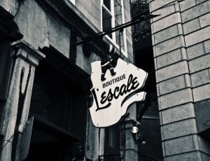black and white wooden boutique lescale signboard thumbnail