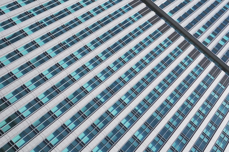 white and teal concrete building preview