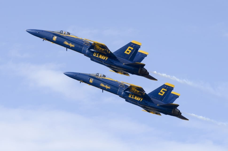 2 blue and yellow u.s. navy fighter jet preview