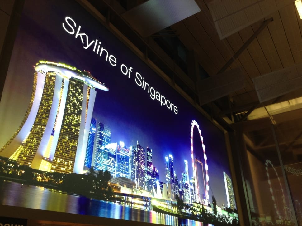 Singapore, Advertising, Airport, Changi, night, building exterior preview