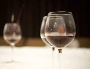 selective focus of wine glass with water thumbnail