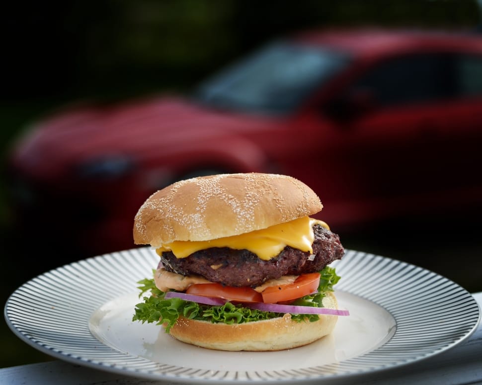 burger with patty, tomato, lettuce, onions and cheese preview
