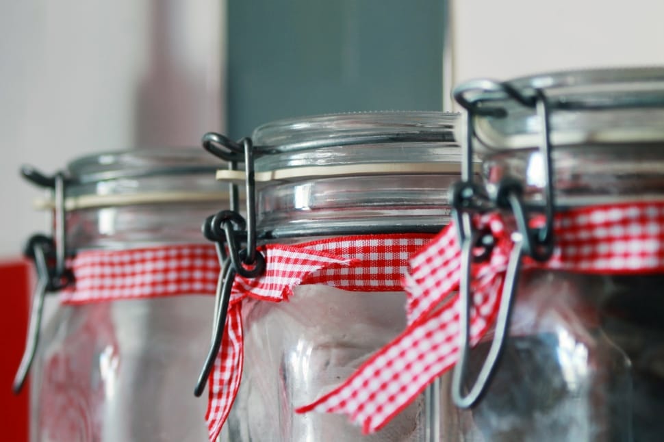 three clear glass mason jars preview