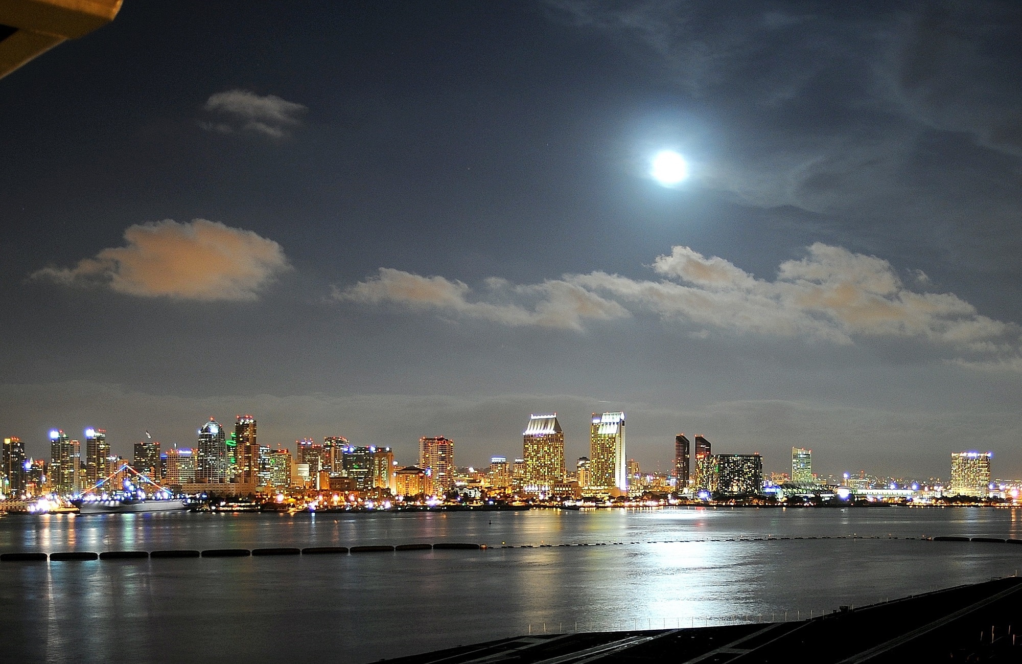 San Diego Bay, Skyline, Harbor, Night, city, cityscape