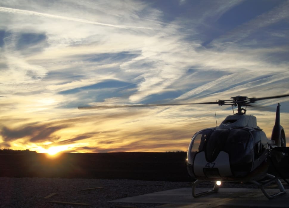 Sunset, Helicopter, sunset, transportation preview