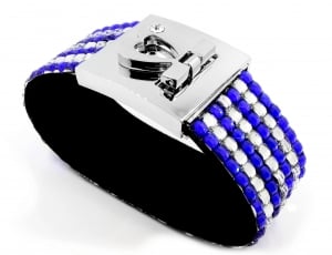 blue and silver beaded bracelet thumbnail