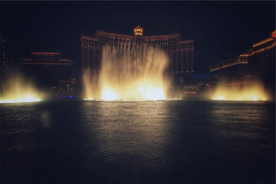 fountain photo during nighttime preview