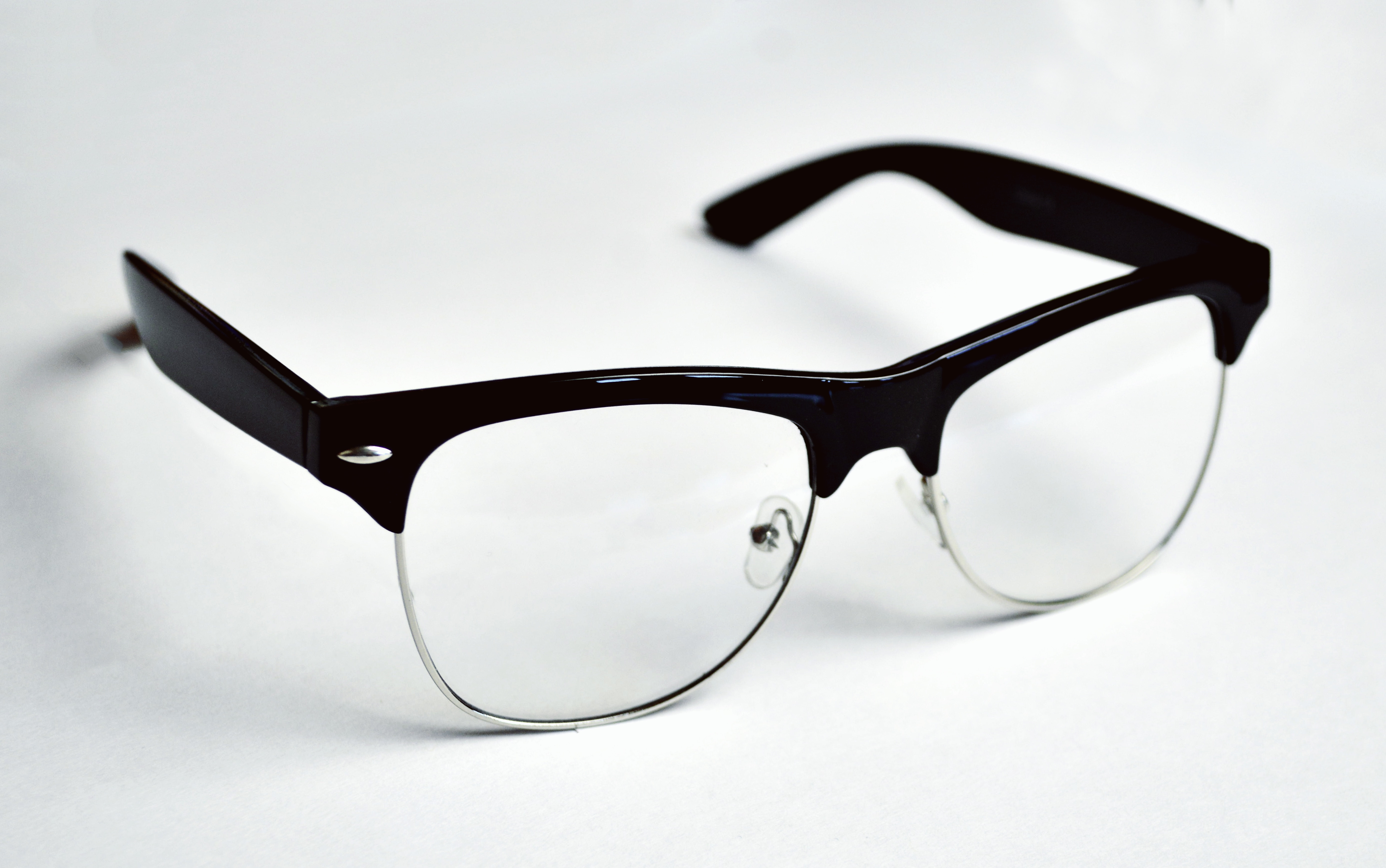 black framed eyeglass