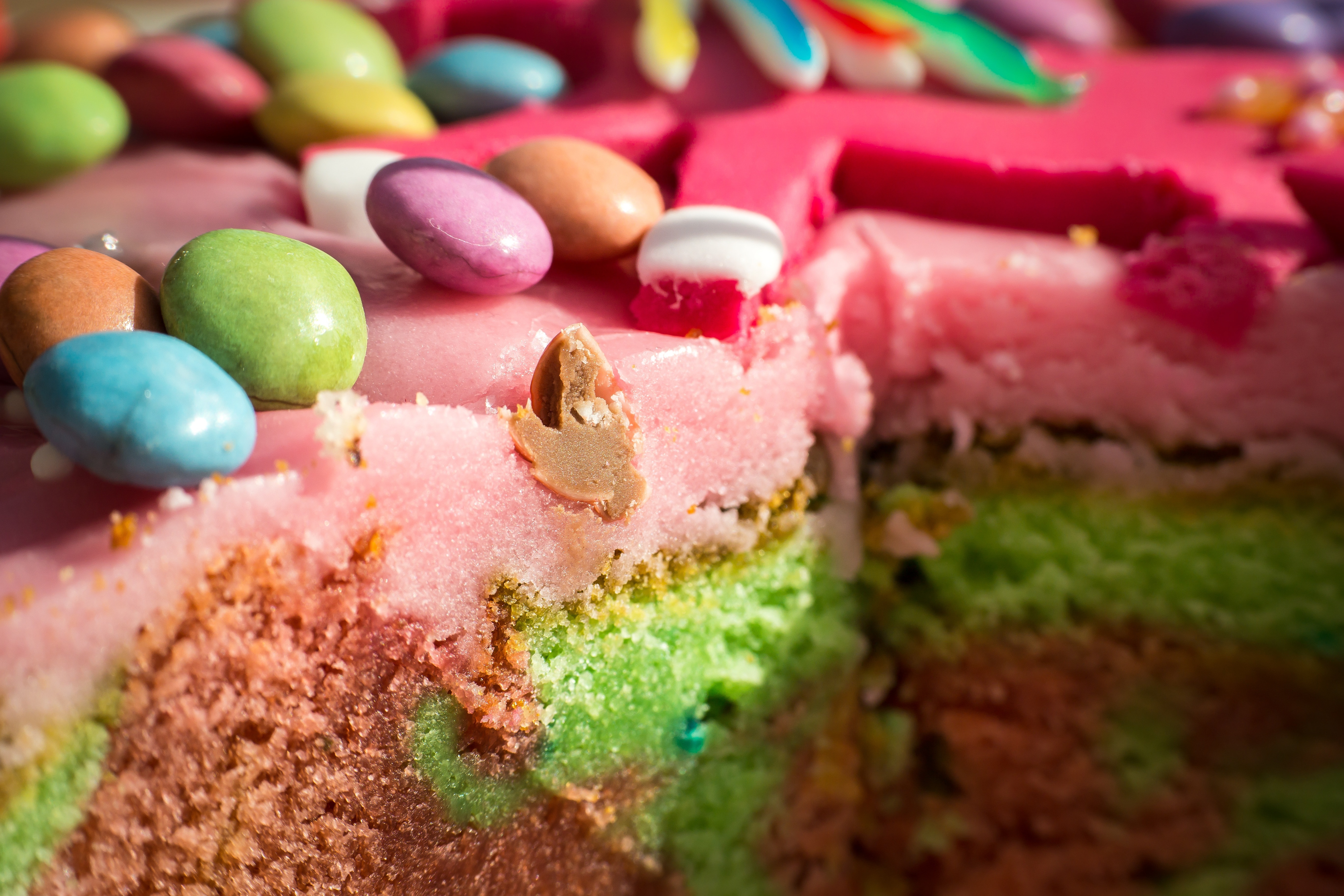 green brown and pink cake