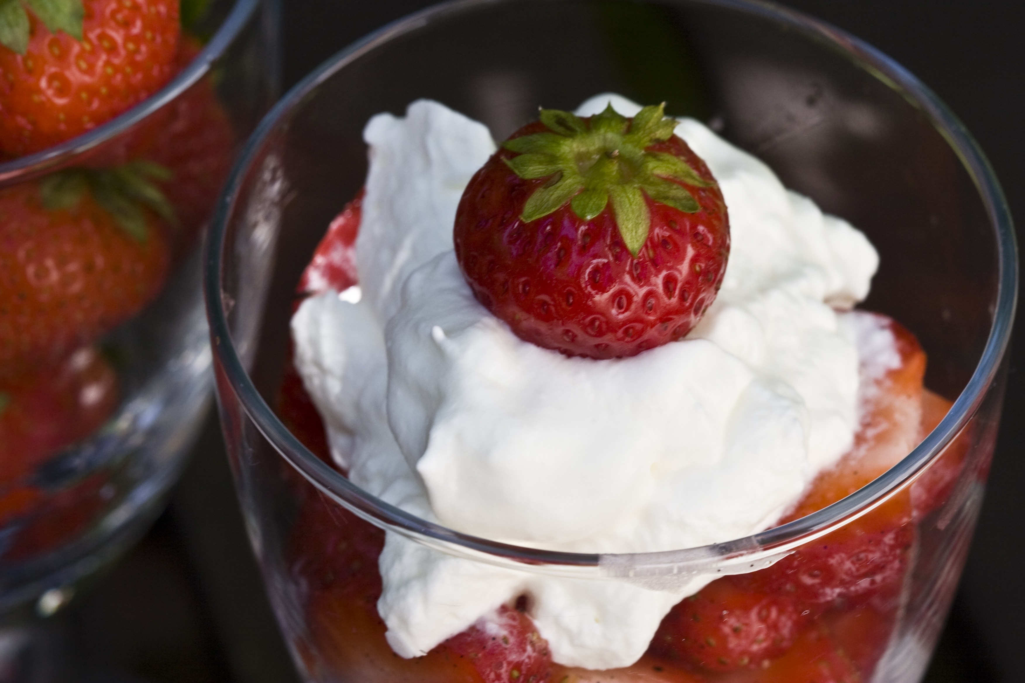 refreshment with cream and strawberry on top