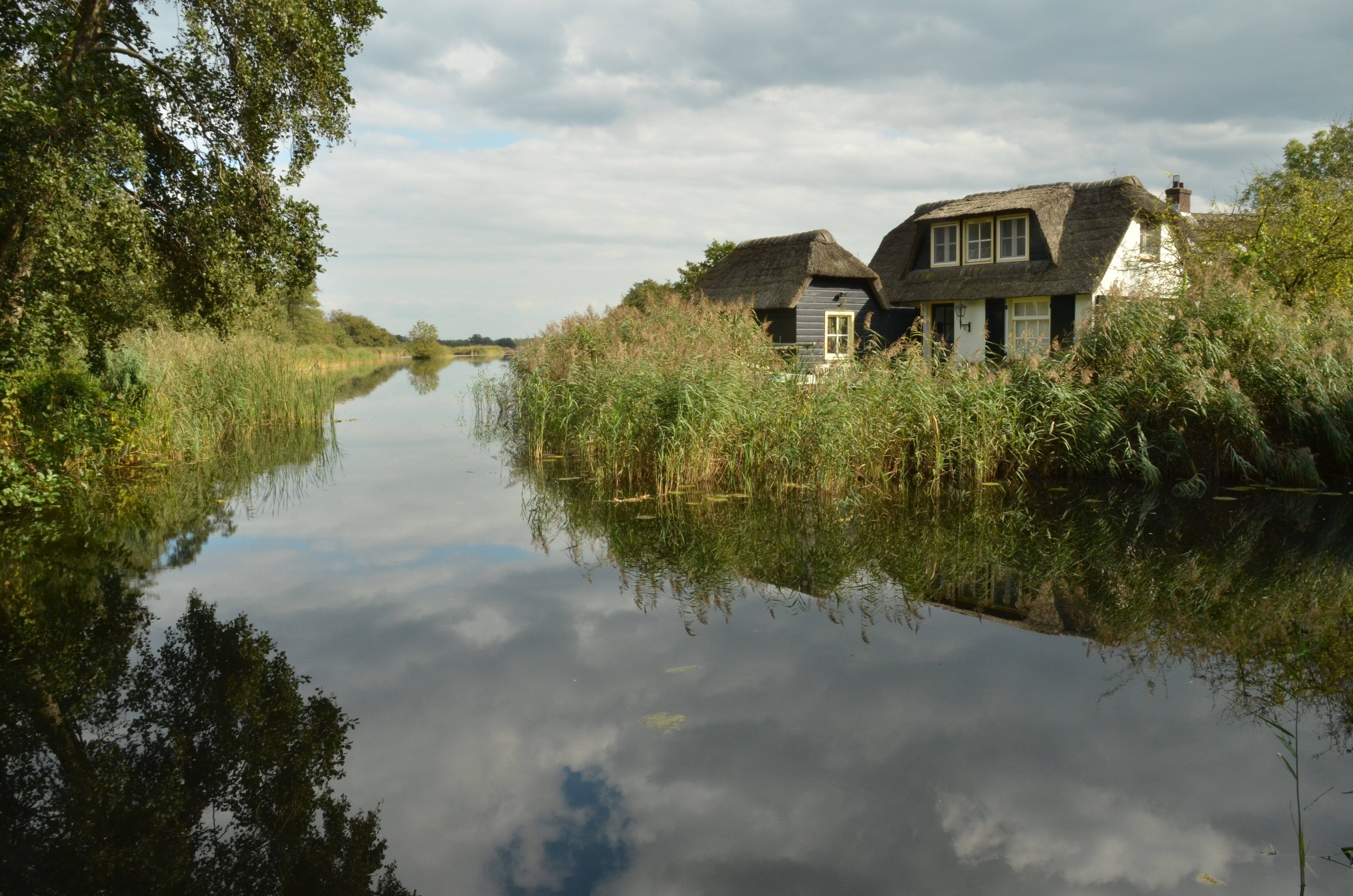 Bank, Home, Ditch, House, Water, reflection, water