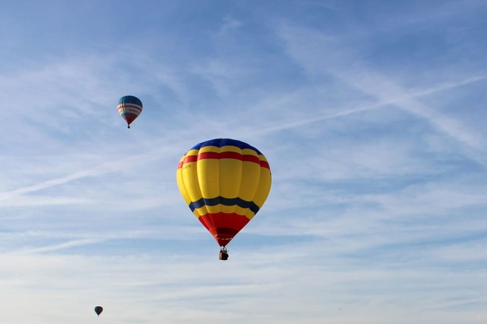 aerial photography of three hot air balloons preview
