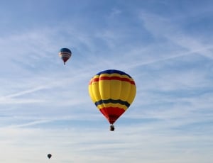aerial photography of three hot air balloons thumbnail