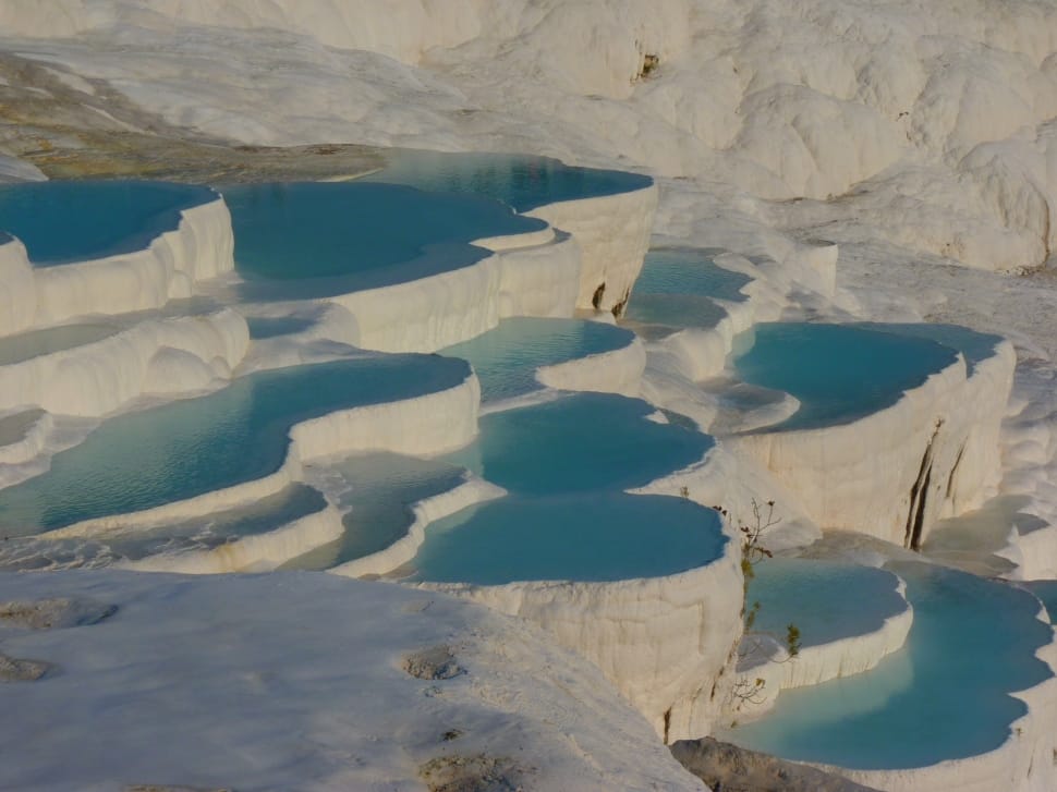 Lime Sinter Terrace, Pamukkale, aerial view, water preview