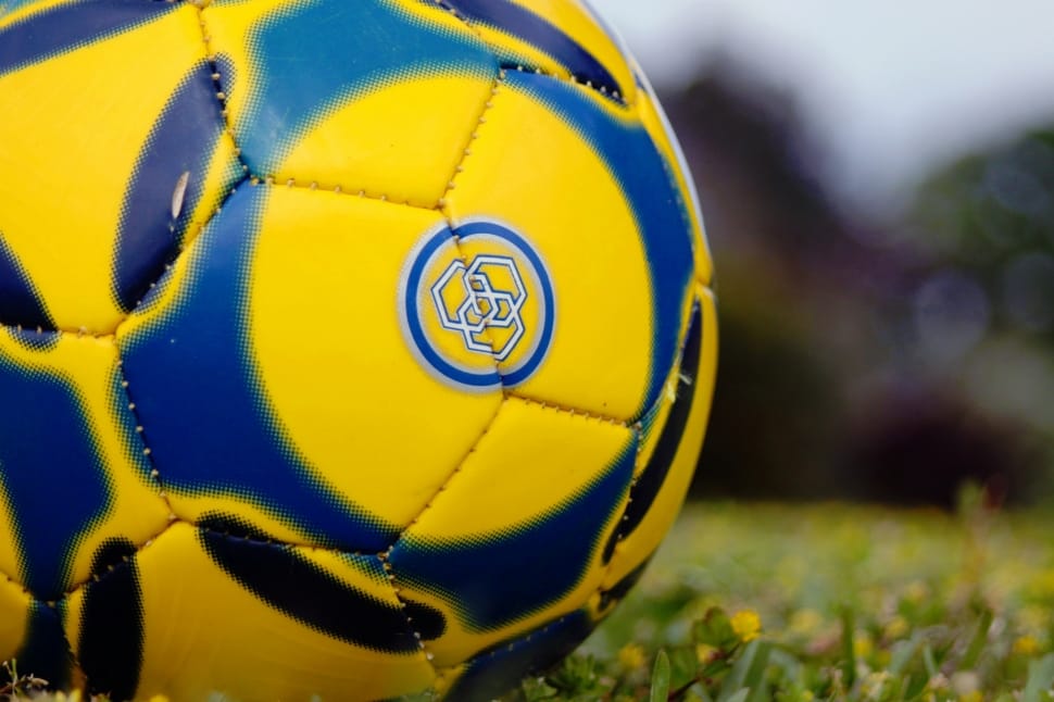 yellow and blue soccer ball preview