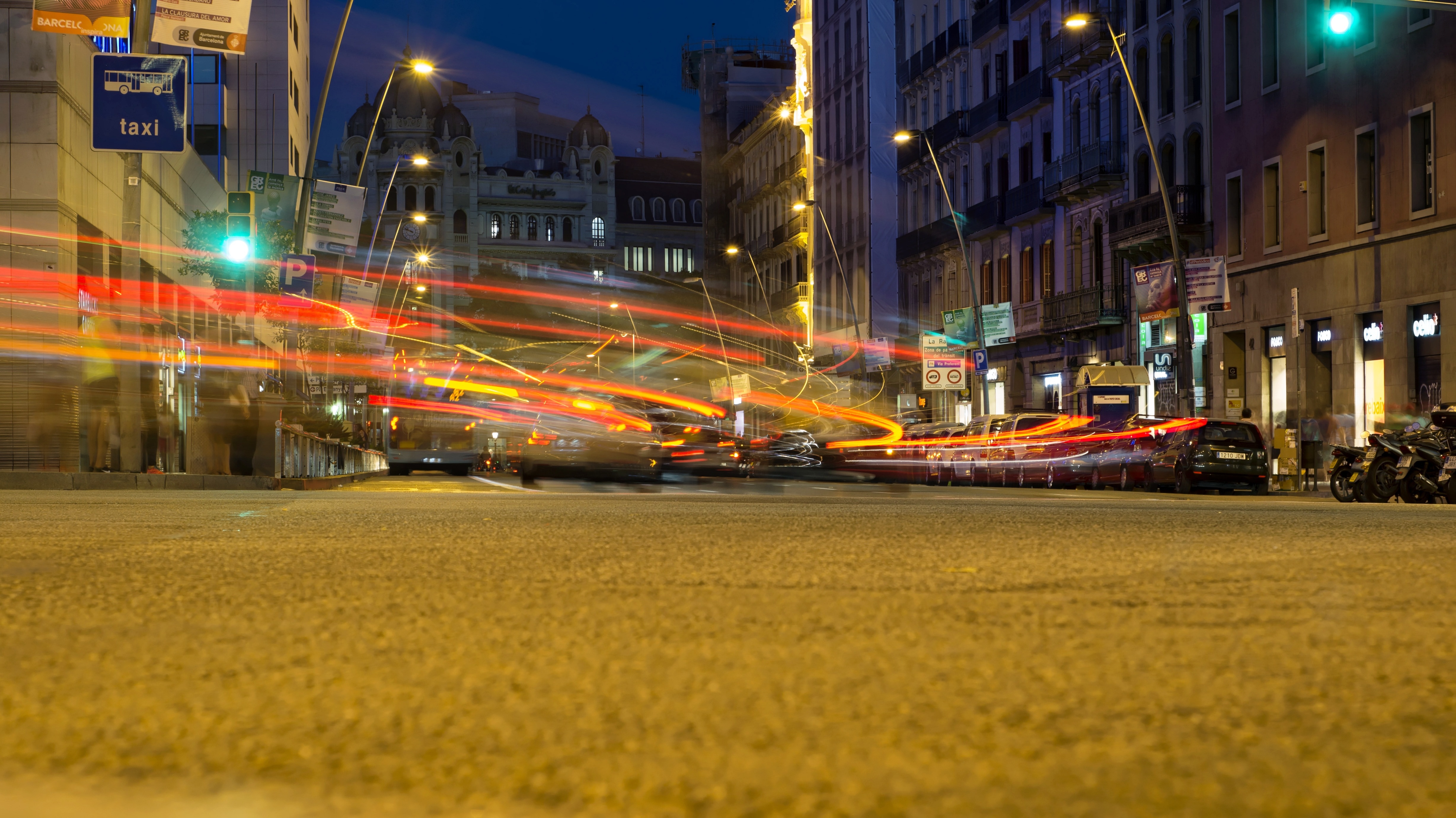 Evening, Cars, Barcelona, Lights, Color, night, illuminated