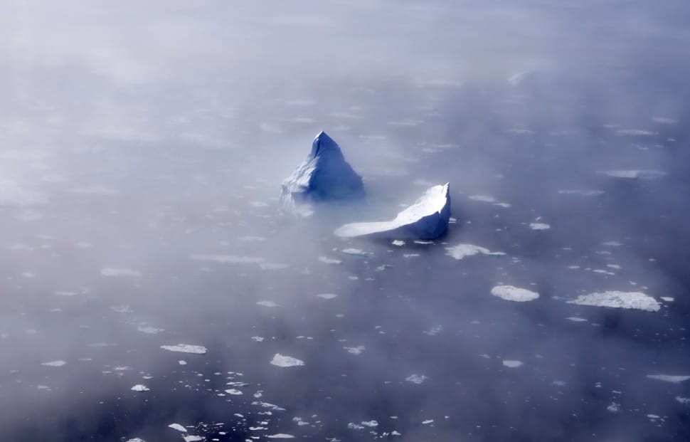 Iceberg, Ice Floes, From Above, Fog, snow, cold temperature preview