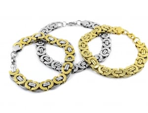 3 gold and silver chain link bracelets thumbnail