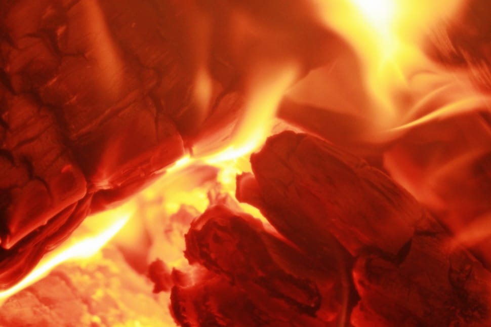 Fire, Wood Fire, Embers, Heat, Heiss, heat - temperature, red preview