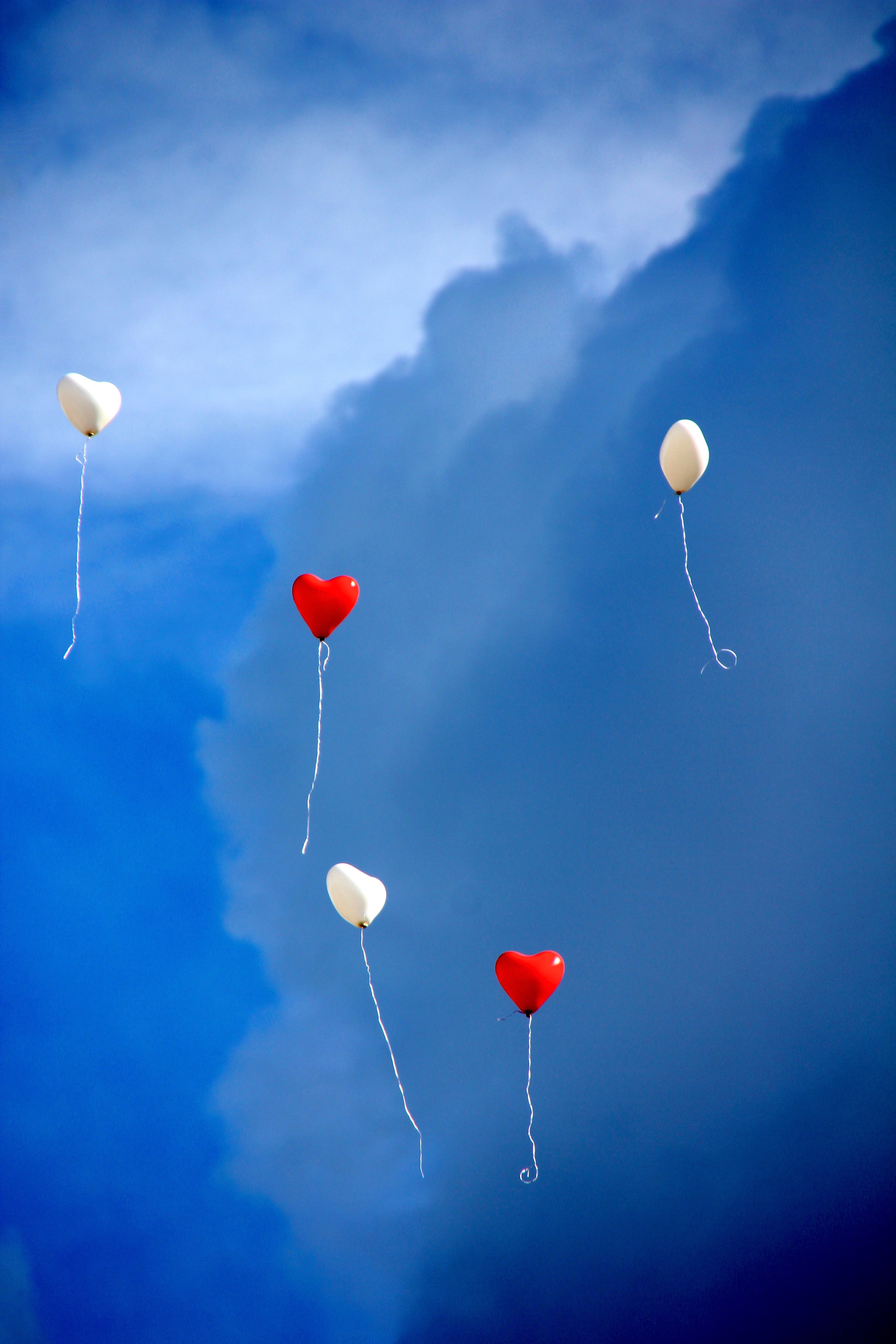 five heart balloons