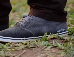 gray adidas low top sneakers thumbnail