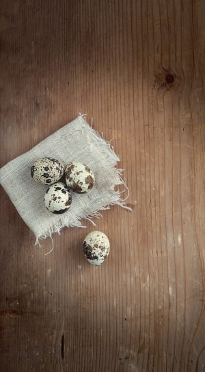 Quail Eggs, Egg, Small Eggs, high angle view, wood - material thumbnail