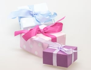 three blue,pink,purple gift box thumbnail