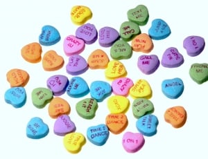 heart-shaped ornaments with text prints thumbnail