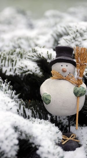 snowman holding broom ornament thumbnail