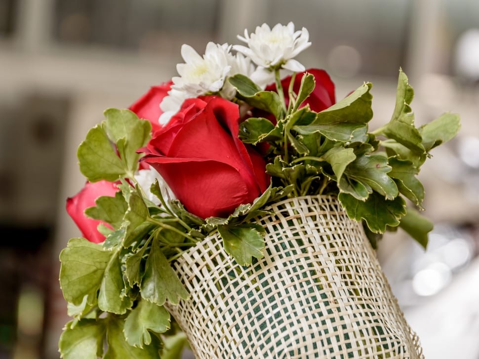 red and white flower bouquet preview