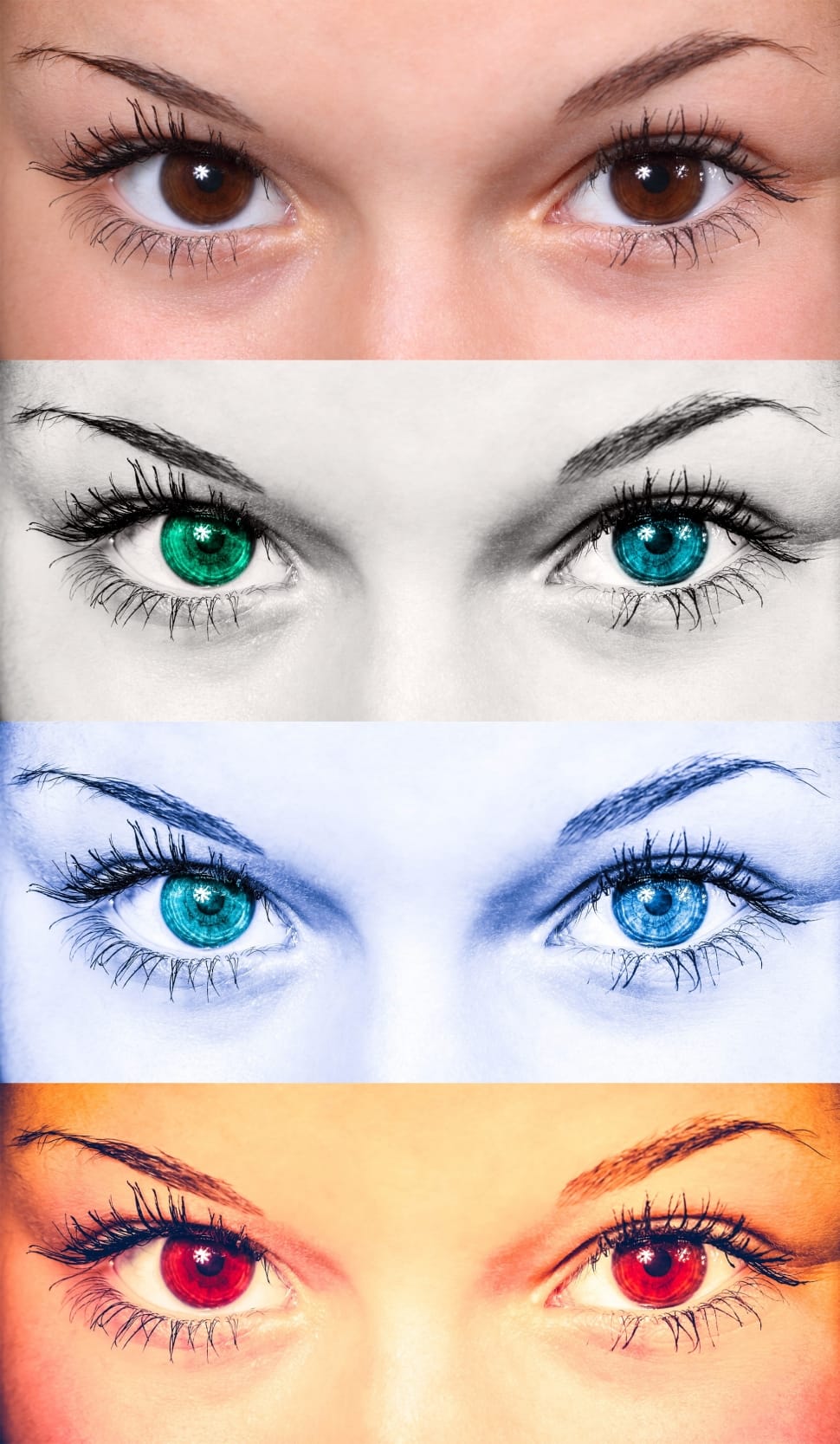 woman eye with 3 filter photos preview