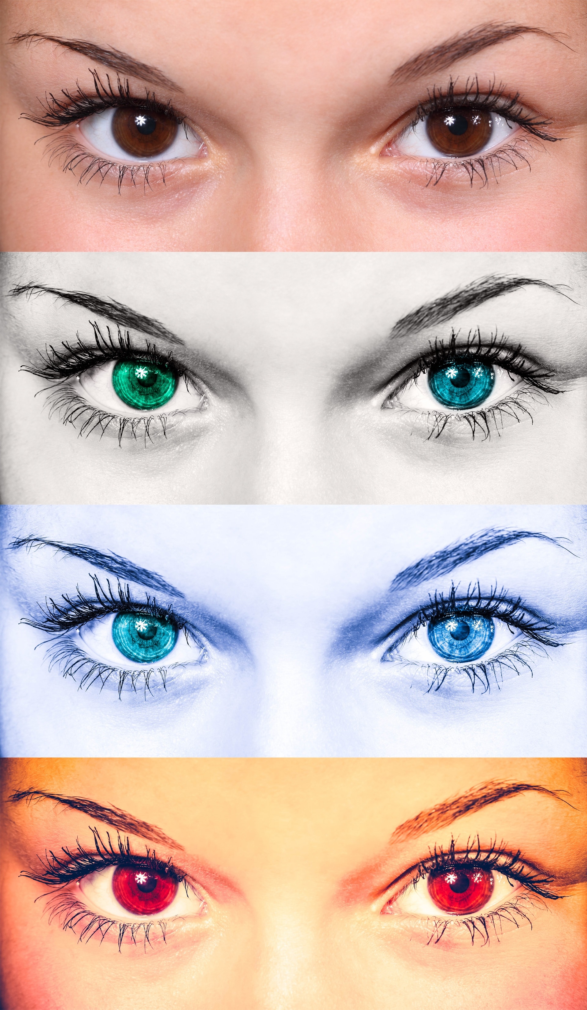 woman eye with 3 filter photos