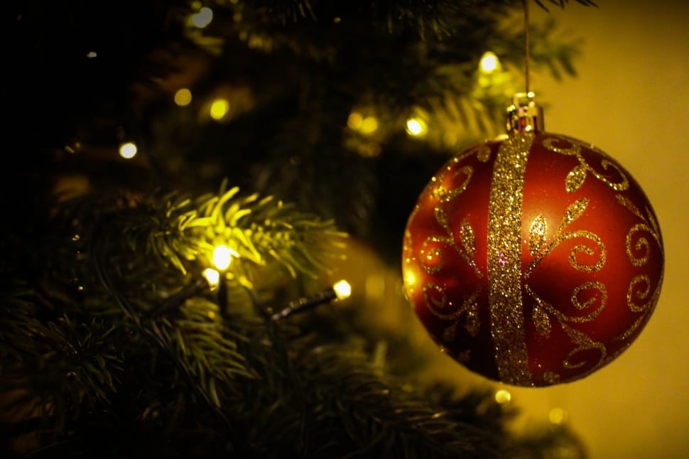 red and gold christmas bauble preview