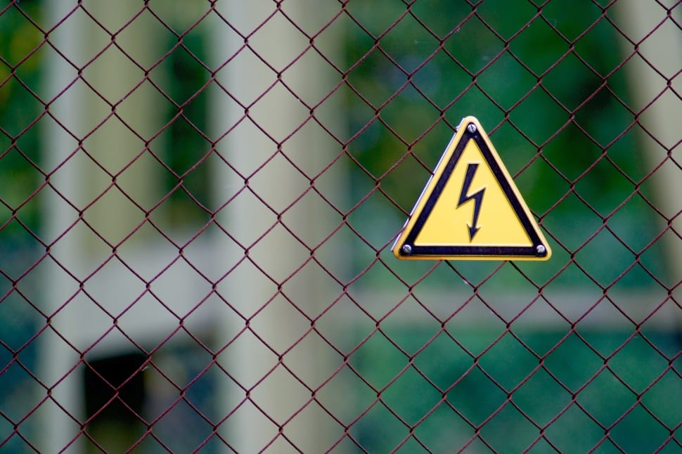 Warning, Grid, Electric Shock, Board, chainlink fence, warning sign preview