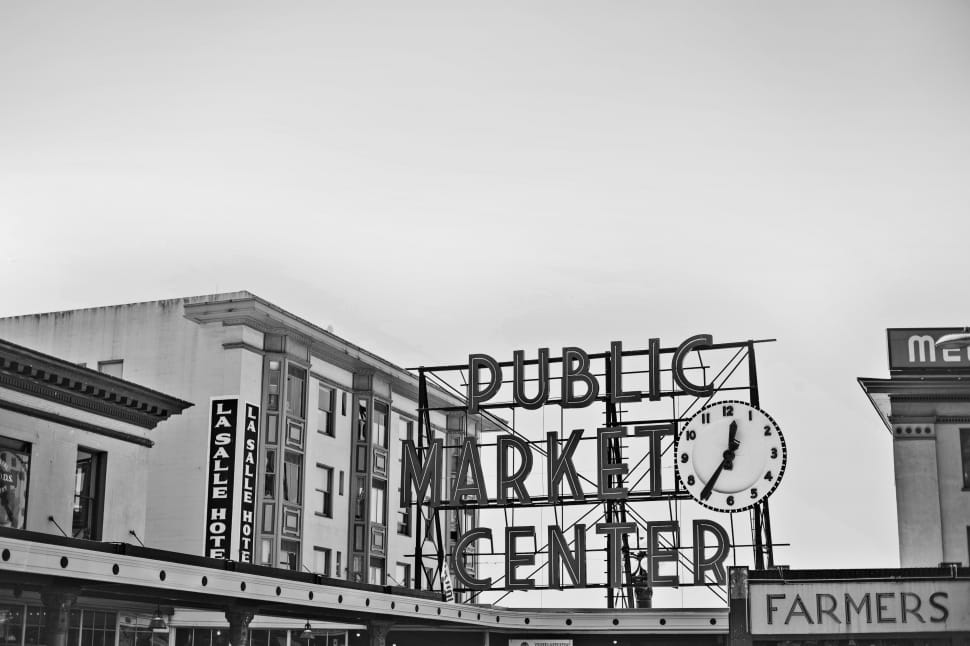 Public Market Center signage near building preview