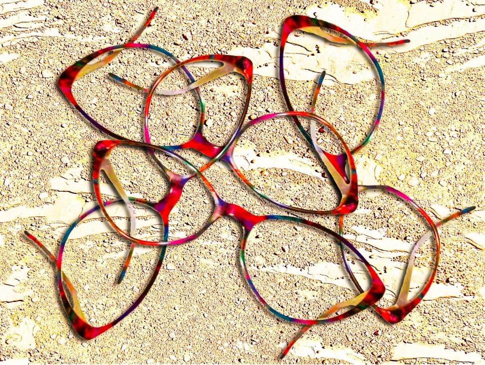 red and black plastic frame eyeglasses preview