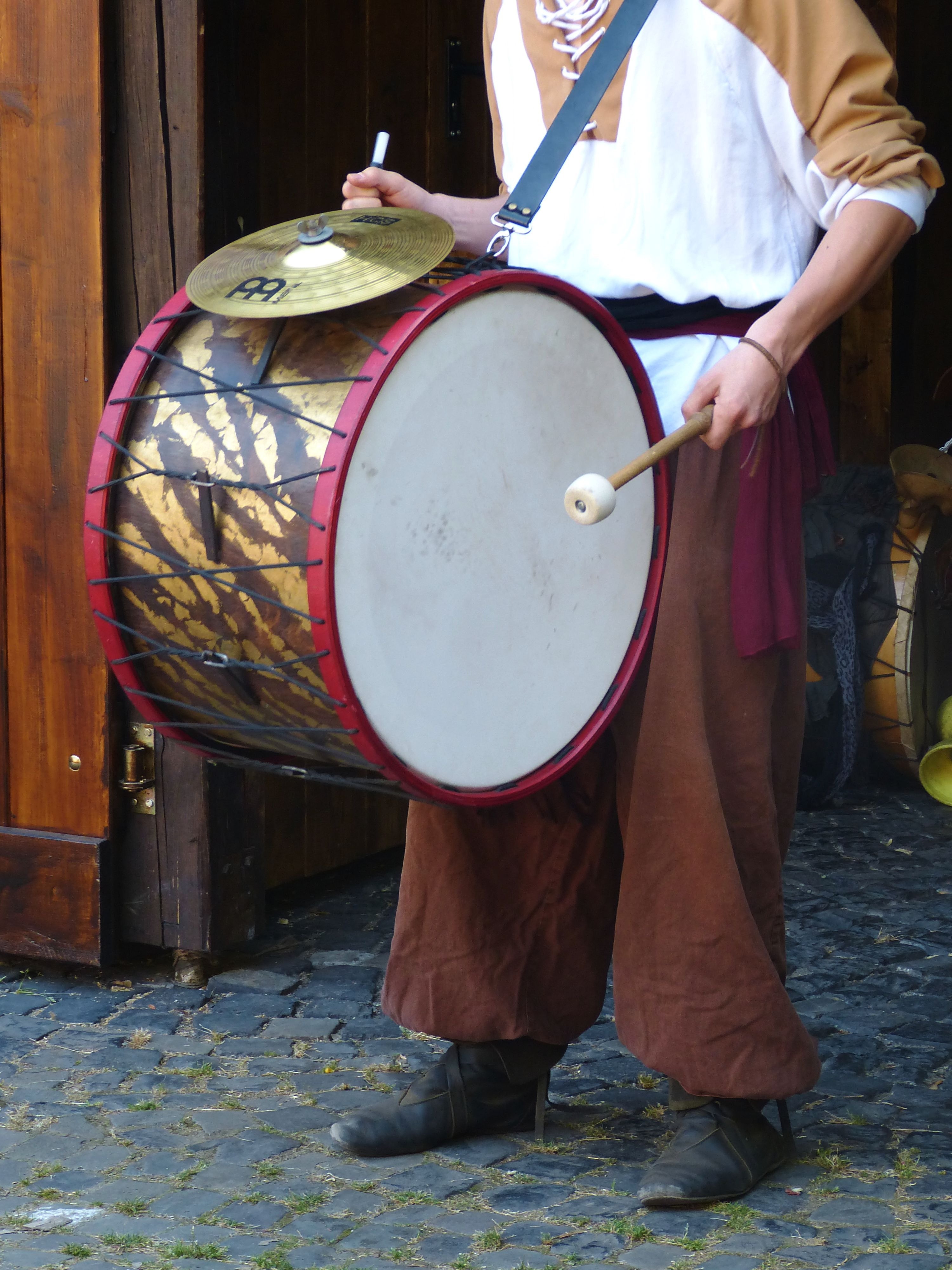 red brown and white drums