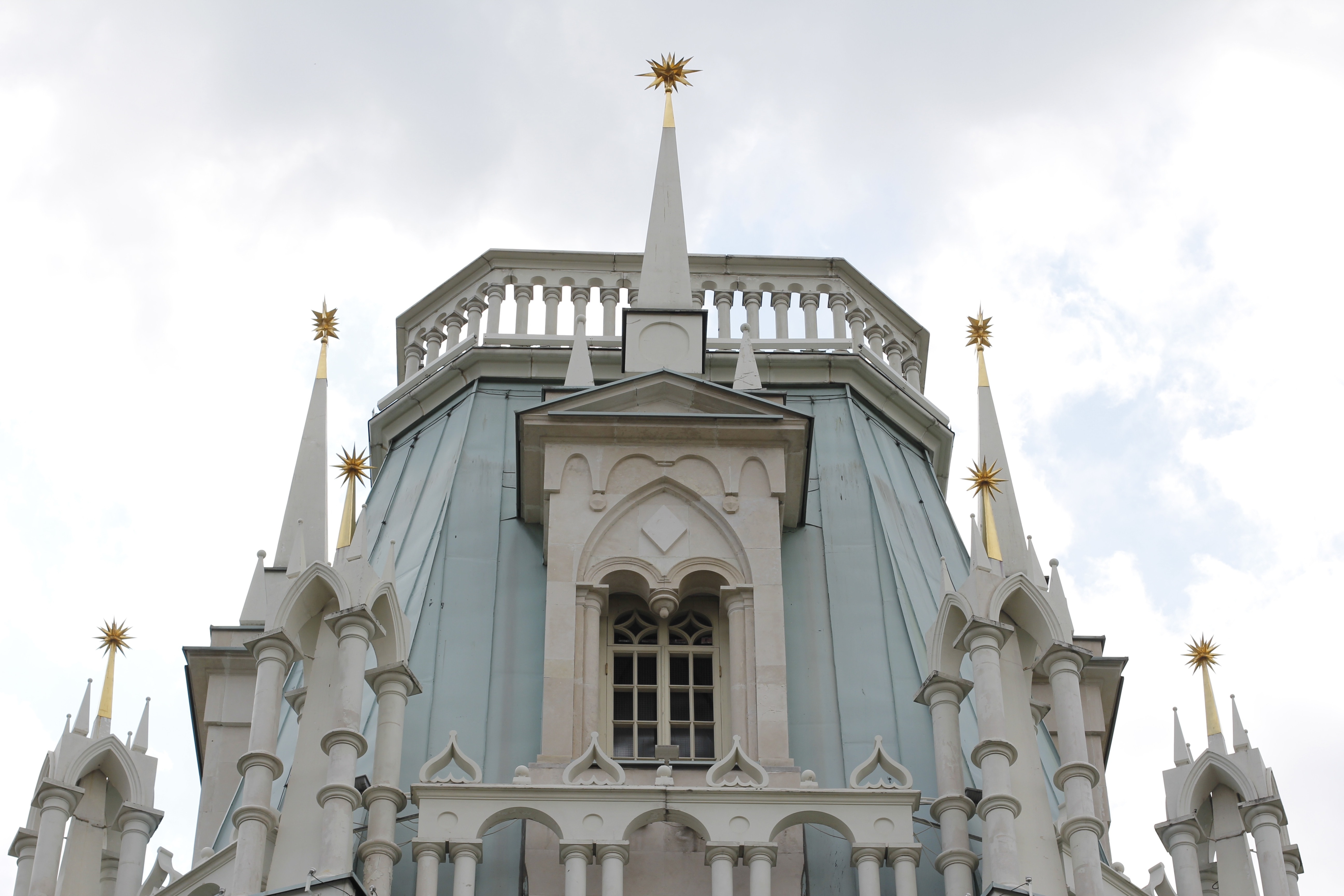teal and white painted cathedral
