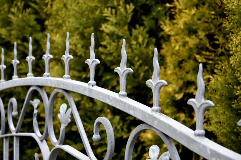 gray metal spiked frame security fence preview